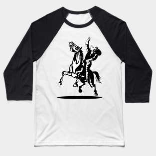 Cowboy Riding Horse Hand Up Retro Baseball T-Shirt